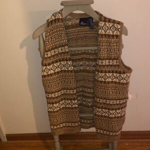 Men's Brown and Cream Knit Cardigan